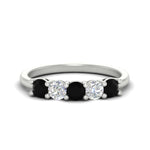 Load image into Gallery viewer, 5-stone-round-cut-1-carat-diamond-and-black-diamond-wedding-band-in-white-gold-FDENS141ROBGBLACK-1.00CT-NL-WG