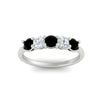 Load image into Gallery viewer, 5-stone-round-cut-1-carat-diamond-and-black-diamond-wedding-band-in-white-gold-FDENS141ROBGBLACKANGLE5-1.00CT-NL-WG