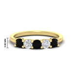 Load image into Gallery viewer, 5-stone-round-cut-1-carat-diamond-and-black-diamond-wedding-band-in-yellow-gold-FDENS141ROBGBLACK-1.00CT-NL-YG-HW