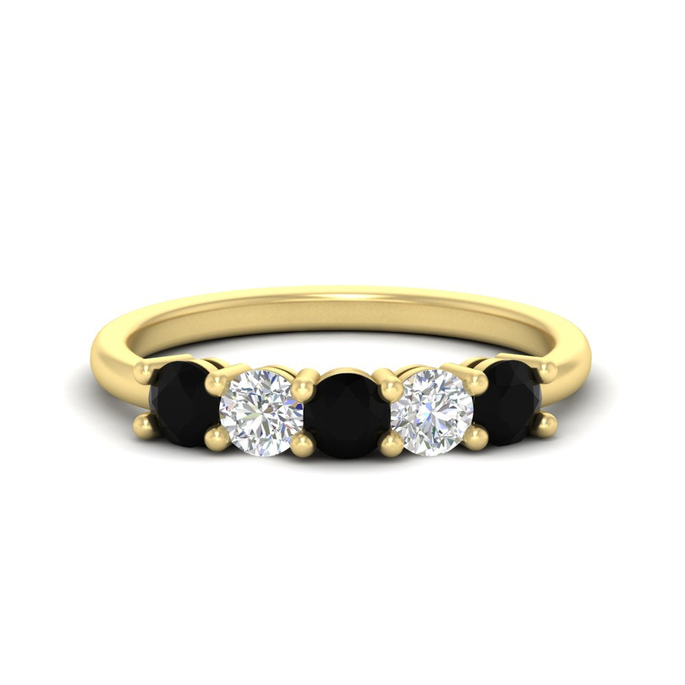 5-stone-round-cut-1-carat-diamond-and-black-diamond-wedding-band-in-yellow-gold-FDENS141ROBGBLACK-1.00CT-NL-YG