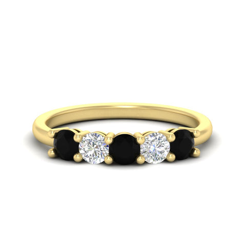 5-stone-round-cut-1-carat-diamond-and-black-diamond-wedding-band-in-yellow-gold-FDENS141ROBGBLACK-1.00CT-NL-YG