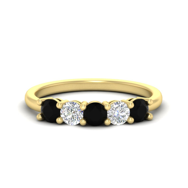 5-stone-round-cut-1-carat-diamond-and-black-diamond-wedding-band-in-yellow-gold-FDENS141ROBGBLACK-1.00CT-NL-YG