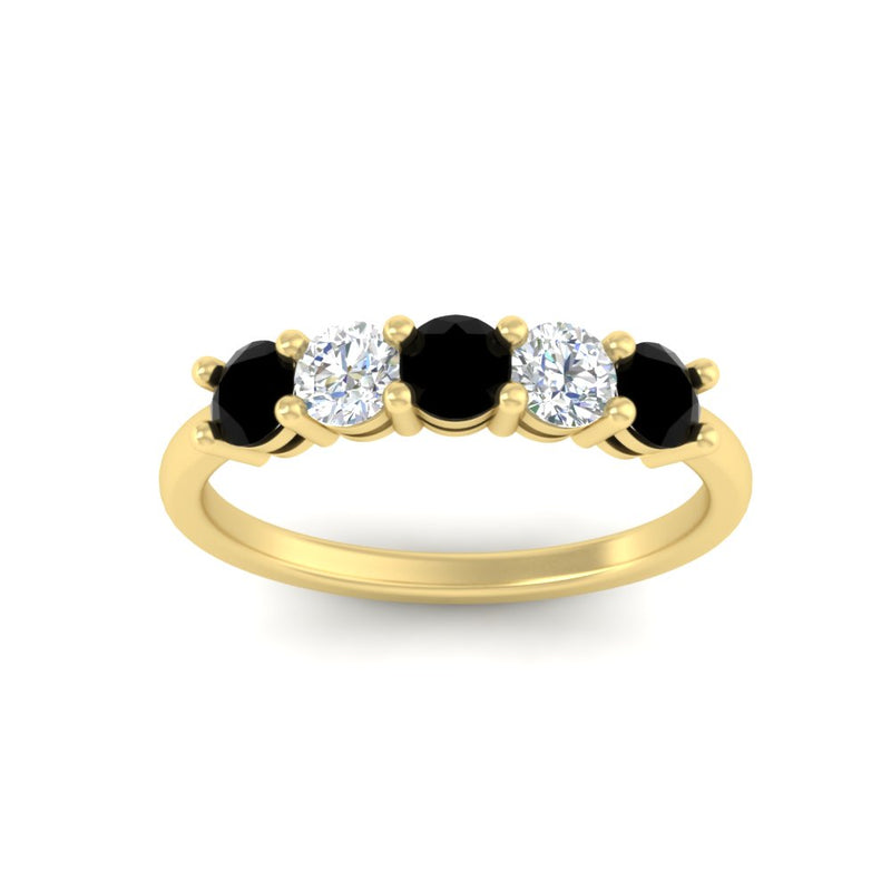 5-stone-round-cut-1-carat-diamond-and-black-diamond-wedding-band-in-yellow-gold-FDENS141ROBGBLACKANGLE5-1.00CT-NL-YG