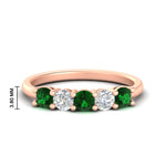 Load image into Gallery viewer, 5-stone-round-cut-1-carat-diamond-and-emerald-wedding-band-in-rose-gold-FDENS141ROBGEMGR-1.00CT-NL-RG-HW