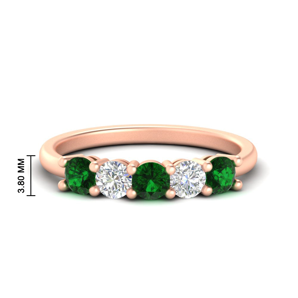 5-stone-round-cut-1-carat-diamond-and-emerald-wedding-band-in-rose-gold-FDENS141ROBGEMGR-1.00CT-NL-RG-HW
