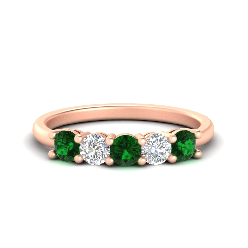 5-stone-round-cut-1-carat-diamond-and-emerald-wedding-band-in-rose-gold-FDENS141ROBGEMGR-1.00CT-NL-RG