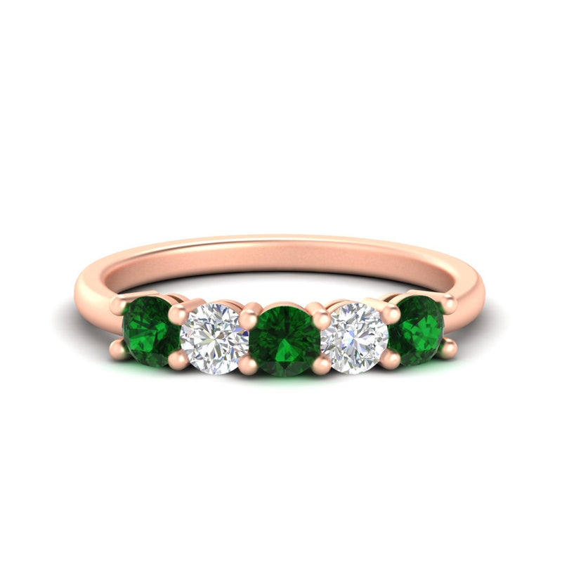 5-stone-round-cut-1-carat-diamond-and-emerald-wedding-band-in-rose-gold-FDENS141ROBGEMGR-1.00CT-NL-RG