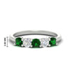 Load image into Gallery viewer, 5-stone-round-cut-1-carat-diamond-and-emerald-wedding-band-in-white-gold-FDENS141ROBGEMGR-1.00CT-NL-WG-HW