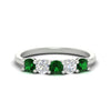 Load image into Gallery viewer, 5-stone-round-cut-1-carat-diamond-and-emerald-wedding-band-in-white-gold-FDENS141ROBGEMGR-1.00CT-NL-WG