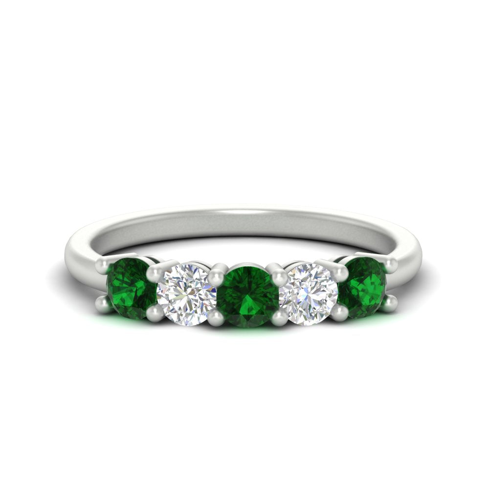 5-stone-round-cut-1-carat-diamond-and-emerald-wedding-band-in-white-gold-FDENS141ROBGEMGR-1.00CT-NL-WG