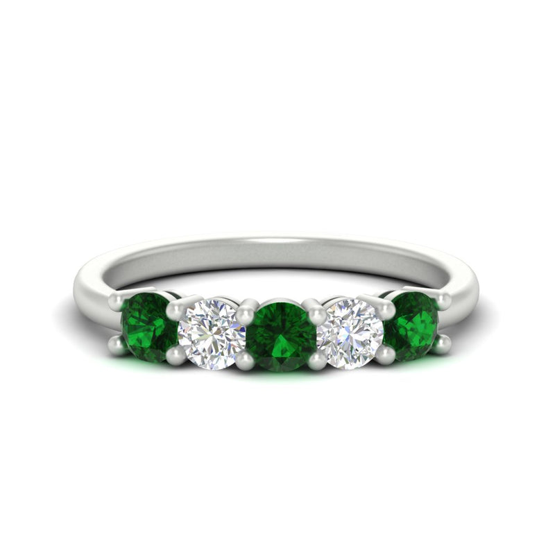 5-stone-round-cut-1-carat-diamond-and-emerald-wedding-band-in-white-gold-FDENS141ROBGEMGR-1.00CT-NL-WG
