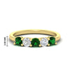 Load image into Gallery viewer, 5-stone-round-cut-1-carat-diamond-and-emerald-wedding-band-in-yellow-gold-FDENS141ROBGEMGR-1.00CT-NL-YG-HW