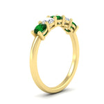 Load image into Gallery viewer, 5-stone-round-cut-1-carat-diamond-and-emerald-wedding-band-in-yellow-gold-FDENS141ROBGEMGRANGLE2-1.00CT-NL-YG