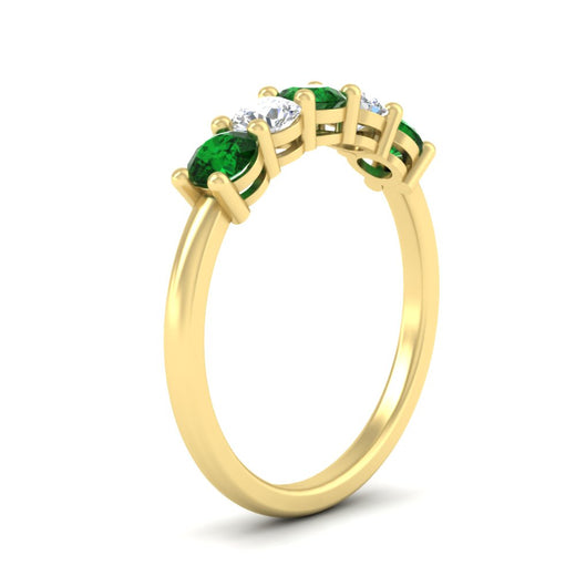 5-stone-round-cut-1-carat-diamond-and-emerald-wedding-band-in-yellow-gold-FDENS141ROBGEMGRANGLE2-1.00CT-NL-YG