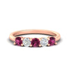 Load image into Gallery viewer, 5-stone-round-cut-1-carat-diamond-and-pink-sapphire-wedding-band-in-rose-gold-FDENS141ROBGSADRPI-1.00CT-NL-RG