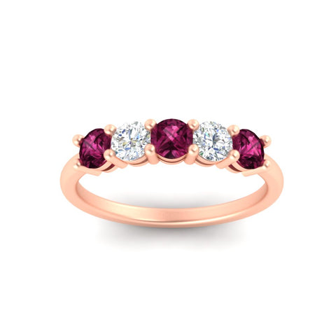 5-stone-round-cut-1-carat-diamond-and-pink-sapphire-wedding-band-in-rose-gold-FDENS141ROBGSADRPIANGLE5-1.00CT-NL-RG