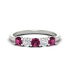 Load image into Gallery viewer, 5-stone-round-cut-1-carat-diamond-and-pink-sapphire-wedding-band-in-white-gold-FDENS141ROBGSADRPI-1.00CT-NL-WG