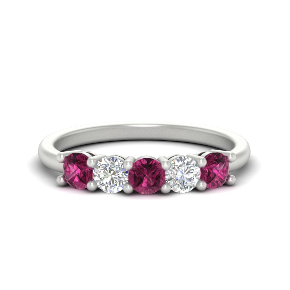 5-stone-round-cut-1-carat-diamond-and-pink-sapphire-wedding-band-in-white-gold-FDENS141ROBGSADRPI-1.00CT-NL-WG