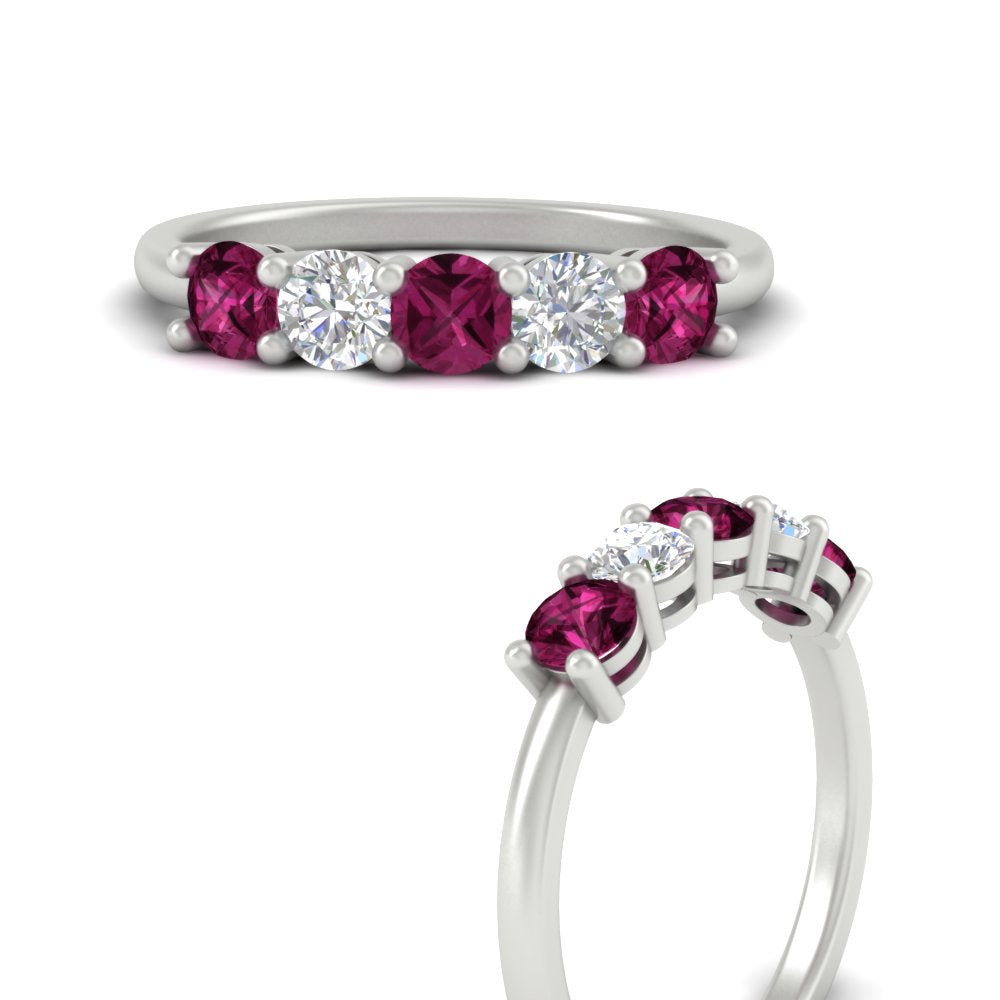 5-stone-round-cut-1-carat-diamond-and-pink-sapphire-wedding-band-in-white-gold-FDENS141ROBGSADRPIANGLE3-1.00CT-NL-WG