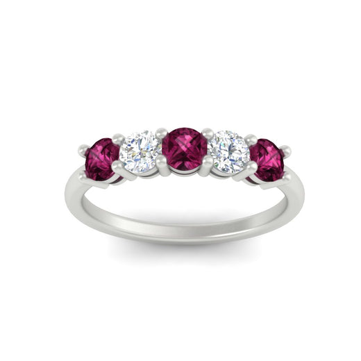 5-stone-round-cut-1-carat-diamond-and-pink-sapphire-wedding-band-in-white-gold-FDENS141ROBGSADRPIANGLE5-1.00CT-NL-WG