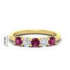 Load image into Gallery viewer, 5-stone-round-cut-1-carat-diamond-and-pink-sapphire-wedding-band-in-yellow-gold-FDENS141ROBGSADRPI-1.00CT-NL-YG-HW