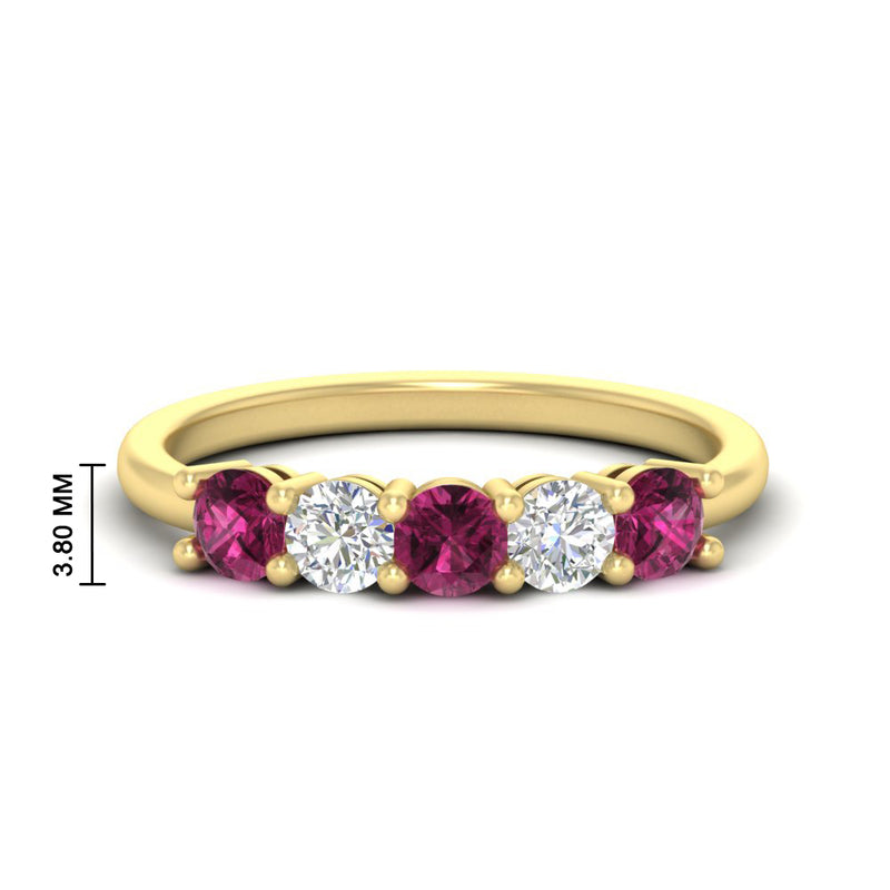 5-stone-round-cut-1-carat-diamond-and-pink-sapphire-wedding-band-in-yellow-gold-FDENS141ROBGSADRPI-1.00CT-NL-YG-HW