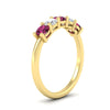 Load image into Gallery viewer, 5-stone-round-cut-1-carat-diamond-and-pink-sapphire-wedding-band-in-yellow-gold-FDENS141ROBGSADRPIANGLE2-1.00CT-NL-YG