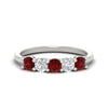 Load image into Gallery viewer, 5-stone-round-cut-1-carat-diamond-and-ruby-wedding-band-in-white-gold-FDENS141ROBGRUDR-1.00CT-NL-WG