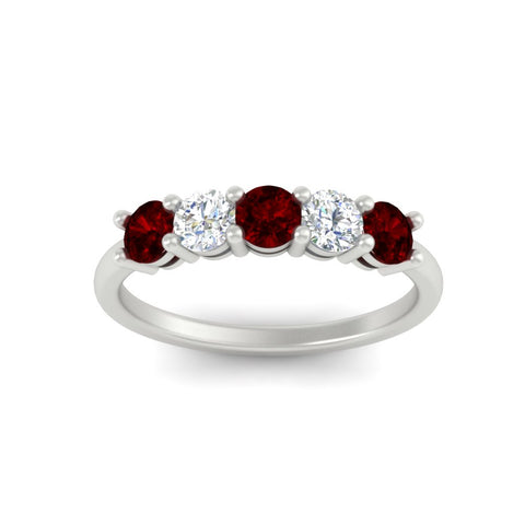 5-stone-round-cut-1-carat-diamond-and-ruby-wedding-band-in-white-gold-FDENS141ROBGRUDRANGLE5-1.00CT-NL-WG