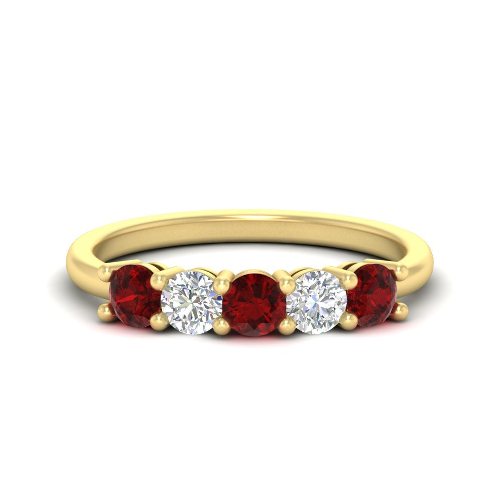 5-stone-round-cut-1-carat-diamond-and-ruby-wedding-band-in-yellow-gold-FDENS141ROBGRUDR-1.00CT-NL-YG