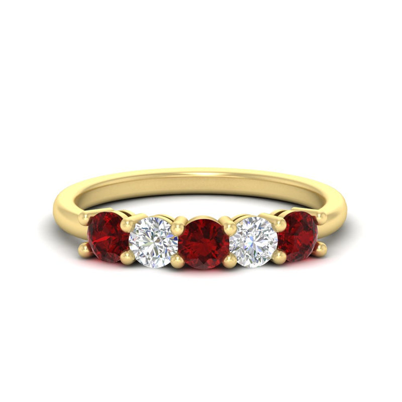 5-stone-round-cut-1-carat-diamond-and-ruby-wedding-band-in-yellow-gold-FDENS141ROBGRUDR-1.00CT-NL-YG