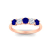 Load image into Gallery viewer, 5-stone-round-cut-1-carat-diamond-and-sapphire-wedding-band-in-rose-gold-FDENS141ROBGSABLANGLE5-1.00CT-NL-RG