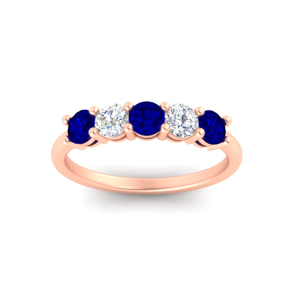 5-stone-round-cut-1-carat-diamond-and-sapphire-wedding-band-in-rose-gold-FDENS141ROBGSABLANGLE5-1.00CT-NL-RG