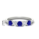 Load image into Gallery viewer, 5-stone-round-cut-1-carat-diamond-and-sapphire-wedding-band-in-white-gold-FDENS141ROBGSABL-1.00CT-NL-WG-HW