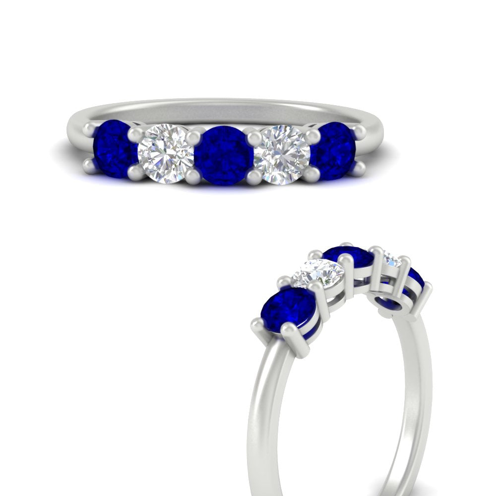 5-stone-round-cut-1-carat-diamond-and-sapphire-wedding-band-in-white-gold-FDENS141ROBGSABLANGLE3-1.00CT-NL-WG