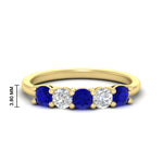 Load image into Gallery viewer, 5-stone-round-cut-1-carat-diamond-and-sapphire-wedding-band-in-yellow-gold-FDENS141ROBGSABL-1.00CT-NL-YG-HW