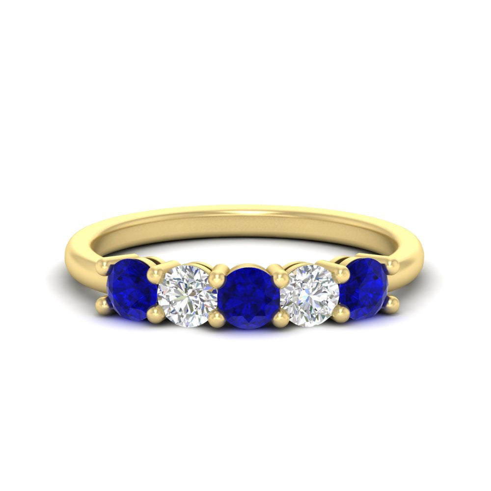 5-stone-round-cut-1-carat-diamond-and-sapphire-wedding-band-in-yellow-gold-FDENS141ROBGSABL-1.00CT-NL-YG