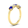 Load image into Gallery viewer, 5-stone-round-cut-1-carat-diamond-and-sapphire-wedding-band-in-yellow-gold-FDENS141ROBGSABLANGLE2-1.00CT-NL-YG