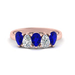 Load image into Gallery viewer, 5-stone-wedding-band-blue-sapphire-teardrop-1.50-carat-rose-gold-FD8294B-0.30CTGSABLANGLE3-NL-RG
