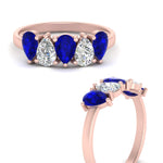 Load image into Gallery viewer, 5-stone-wedding-band-blue-sapphire-teardrop-1.50-carat-rose-gold-FD8294B-0.30CTGSABLANGLE3-NL-RG
