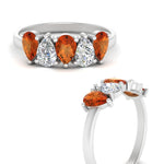 Load image into Gallery viewer, 5-stone-wedding-band-orange-sapphire-teardrop-1.50-carat-white-gold-FD8294B-0.30CTGSAORANGLE3-NL-WG
