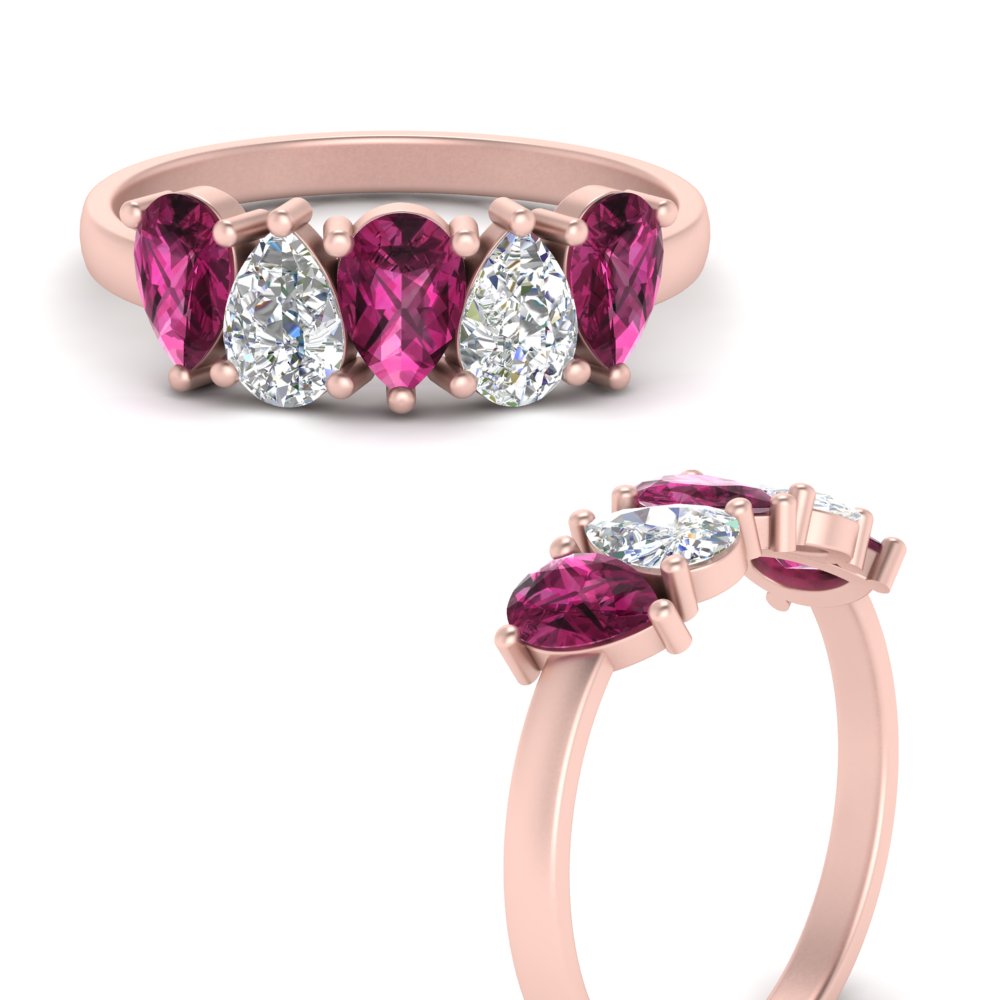 5-stone-wedding-band-pink-sapphire-teardrop-1.50-carat-rose-gold-FD8294B-0.30CTGSADRPIANGLE3-NL-RG
