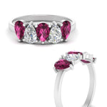 Load image into Gallery viewer, 5-stone-wedding-band-pink-sapphire-teardrop-1.50-carat-white-gold-FD8294B-0.30CTGSADRPIANGLE3-NL-WG
