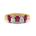 Load image into Gallery viewer, 5-stone-wedding-band-pink-sapphire-teardrop-1.50-carat-yellow-gold-FD8294B-0.30CTGSADRPIANGLE3-NL-YG
