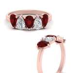 Load image into Gallery viewer, 5-stone-wedding-band-ruby-diamond-teardrop-1.50-carat-rose-gold-FD8294B-0.30CTGRUDRANGLE3-NL-RG
