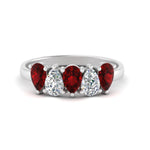 Load image into Gallery viewer, 5-stone-wedding-band-ruby-diamond-teardrop-1.50-carat-white-gold-FD8294B-0.30CTGRUDRANGLE3-NL-WG
