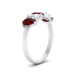 Load image into Gallery viewer, 5-stone-wedding-band-ruby-diamond-teardrop-1.50-carat-white-gold-FD8294B-0.30CTGRUDRANGLE3-NL-WG
