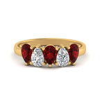 Load image into Gallery viewer, 5-stone-wedding-band-ruby-diamond-teardrop-1.50-carat-yellow-gold-FD8294B-0.30CTGRUDRANGLE3-NL-YG
