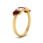 Load image into Gallery viewer, 5-stone-wedding-band-ruby-diamond-teardrop-1.50-carat-yellow-gold-FD8294B-0.30CTGRUDRANGLE3-NL-YG
