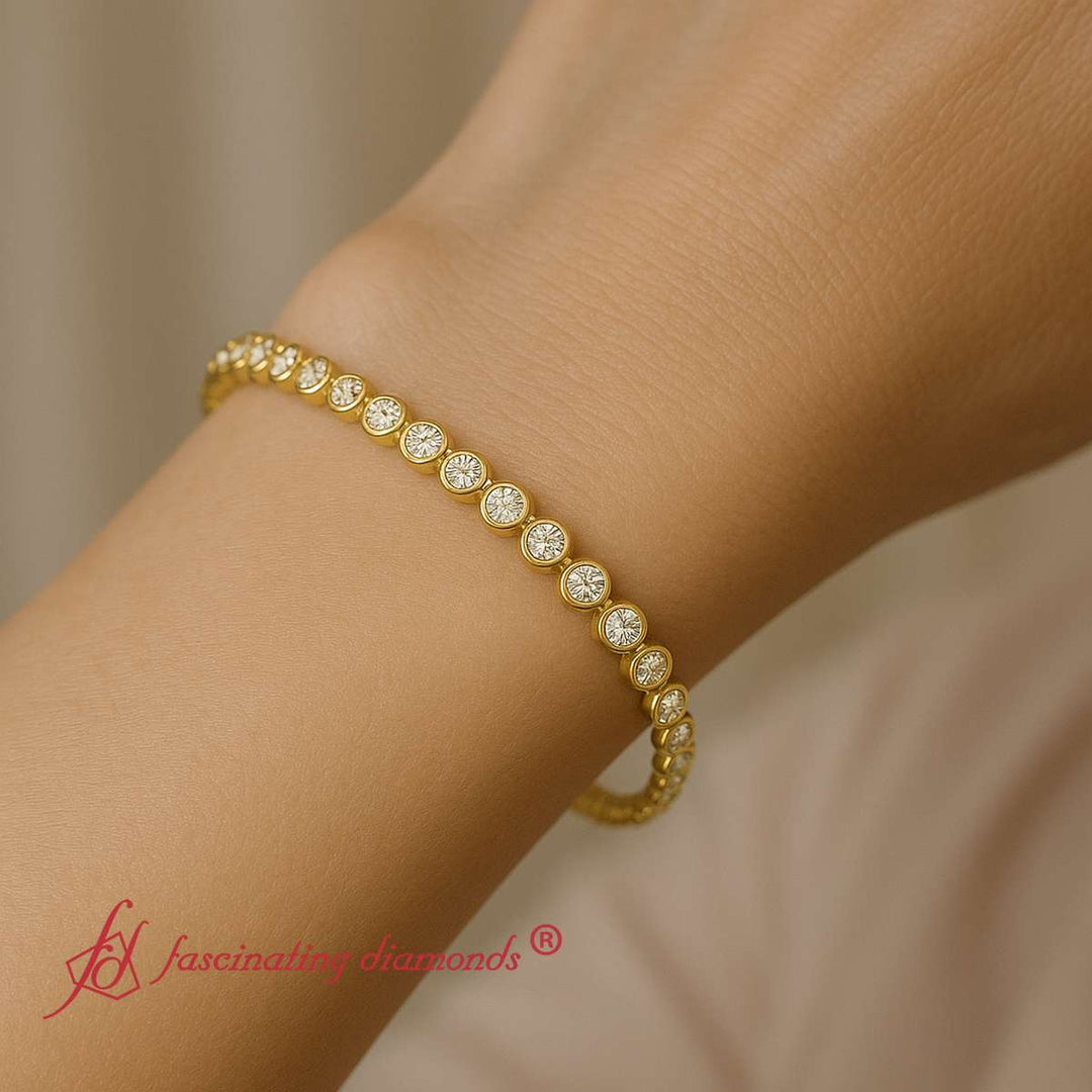 6.50 Carat Diamond Bezel Set Tennis Bracelet